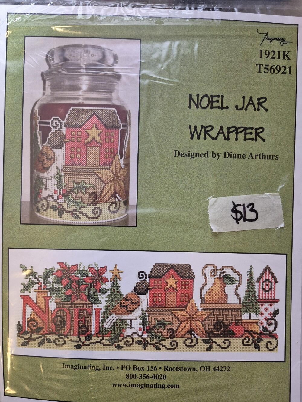 CHRISTMAS -Noel Jar Wrapper Counted Cross Stitch Design By Diane Arthurs